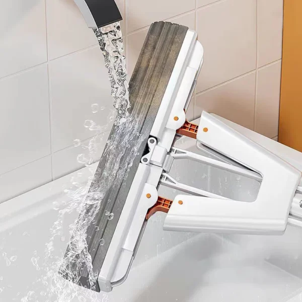 Squeezed Self Draining Rubber Cotton Mop Hand Free Magic Self-Cleaning Flat Mop Reusable Sponge Household Floor Cleaning Tool - Image 2