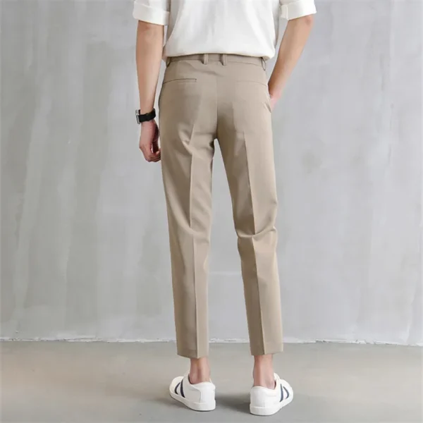 European Style Men's Casual Cropped Pants Straight Leg Slim Fit Smooths Your Silhouette Korean Version Male Suit Pants - Image 4