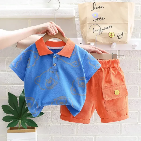 New Summer Baby Clothes Suit Children Boys Girls Cartoon Bear T Shirt Shorts 2Pcs/Set Toddler Casual Clothing Kids Tracksuits - Image 2