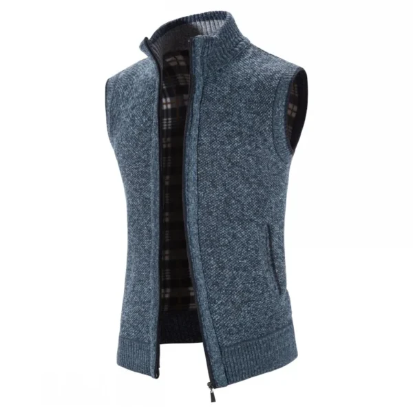 Autumn Winter Sweater Vest Men Thick Warm Sleeveless Cardigan Coat Knitted Vest Outerwear Zipper Sleevel Sweater Jacket Men Vest - Image 4