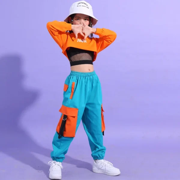 Summer Girls Hip Hop Clothes Set Kids Crop Top + Cargo Pants Street Dance Children Jazz Outfits Teen Streetwear Costumes 4-14Yrs - Image 6