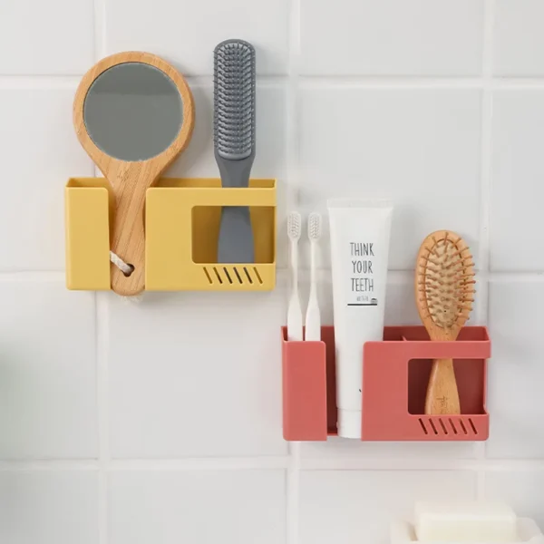 2 In 1 Wall-mounted Mobile Phone Remote Control Storage Box Multifunctional Punch-free Storage Rack Wall Debris Storage Holders - Image 3