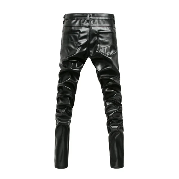 Winter Skinny Biker PU Leather Pants for Men, High Street Fashion Motorcycle Trousers - Image 2