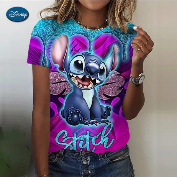 Funny Not Today Stitch Cartoon T-Shirt for Women, Y2K Stitch Summer Casual Top, Mickey Mouse Fashion