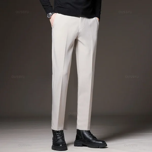 Autumn Winter Men‘s Suit Pants Slim Business Office Elastic Waist Black Grey Classic Pant Korean Trousers Male Plus Size 28-38 - Image 5
