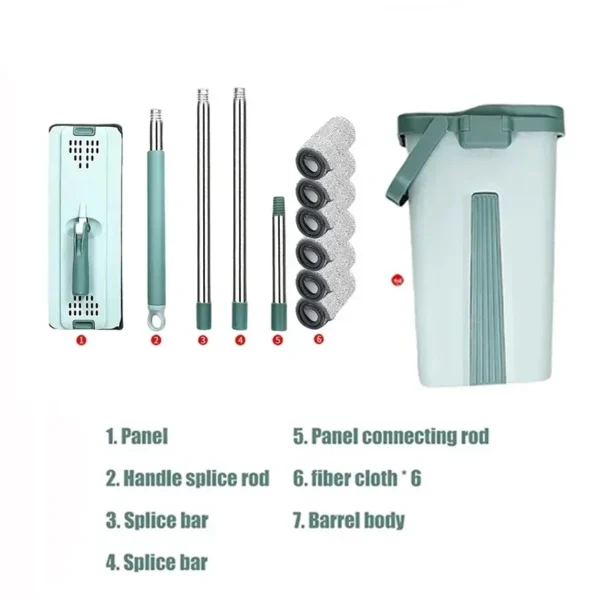 Thickened square household hand washable mop, scraping and cleaning mop bucket, one mop, flat mop, floor mop, absorbent mop - Image 5