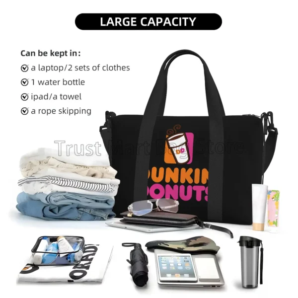 Dunkin Donuts Logo Print Duffel Bag for Boys Girls Handbags for Women Men Waterproof Tote Bags for Travel Gym Beach Daily Use - Image 4