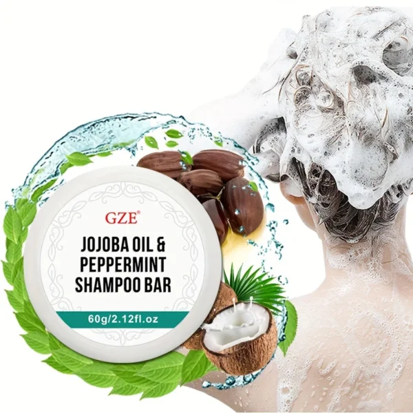 GZE Jojoba Oil & Peppermint Formula Shampoo Bar,-Supports Strong & Healthy Hair-Nourish Follicles with Antioxidants & Vitamins - Image 2
