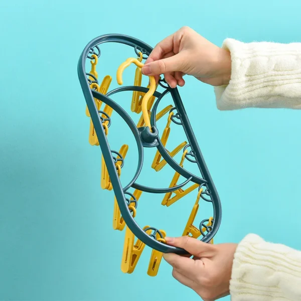 2890 Plastic Drying Rack 12 Clips Windproof Multifunctional Dormitory Household Underwear Socks Drying Rack - Image 3