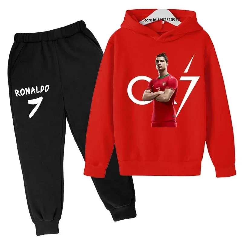 Kids Spring Autumn Football Idol Cr7 Print 2pcs Hoodie+Pants Set Tracksuits 3-13 Years Boy Girls Casual Baby Children Clothes - Image 4