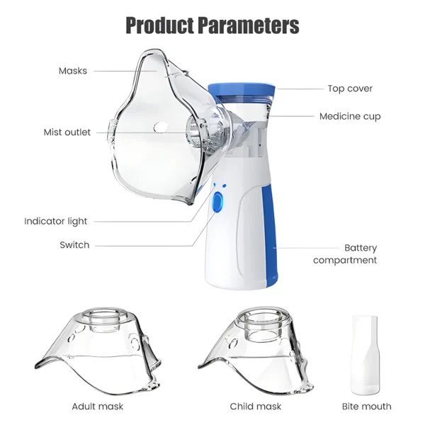 Portable Mesh Nebulizer - Adjustable Fog Volume,Efficient Muting Steam Inhaler for Adults -Medical Device for Respiratory Health - Image 6