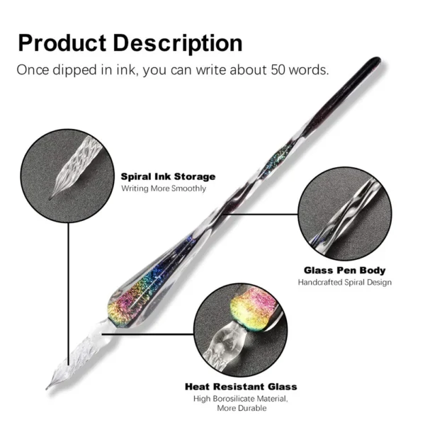 Calligraphy Glass Dip Pen Ink Set Multipurpose Colorful Ink Pen For Daily Use - Image 3