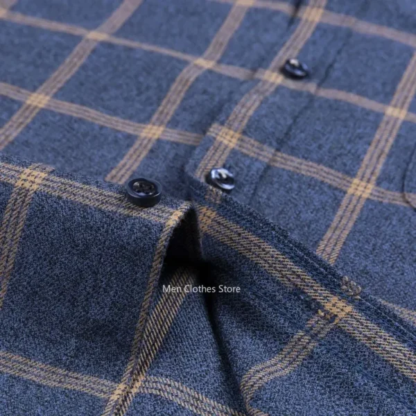 Pure Cotton Men's Plaid Shirt Long Sleeve Regular Fit Men Casual Oversized Shirt Leisure Autumn Male Blouse New Plus Size - Image 4