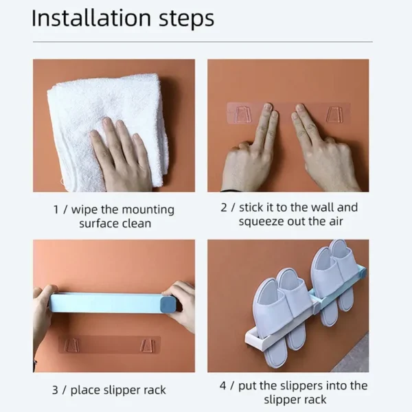 Bathroom Slipper Shelf No Punching Wall Mounted One Piece Shoe Rack Space Saving Shelf Bathroom Hanging - Image 4