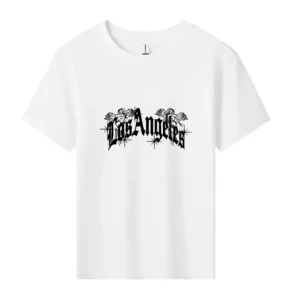 Stylish LOS ANGELES Letter Print Boys Creative T-shirt Casual Lightweight Comfy Short Sleeve Tee Children's Tops Kids Clothes