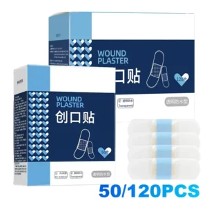 50/120Pcs Transparent Waterproof Sports Bathing Adhesive Tape Disposable Aid Bandages Self Adhesive Band Aids for Wound Care