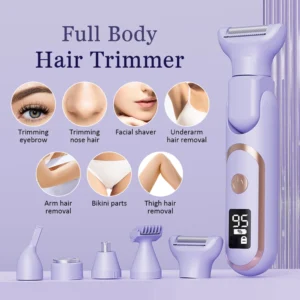 5-in-1 Electric Shaver for Women Cordless Hair Trimmer Razor Portable Hair Remover for Body Nose Facial Eyebrow Leg Bikini